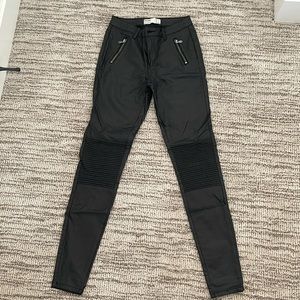 Cotton on faux leather moto jeans ribbed knees